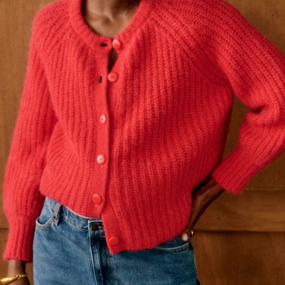 SEZANE Emile Cardigan Red (Size M)